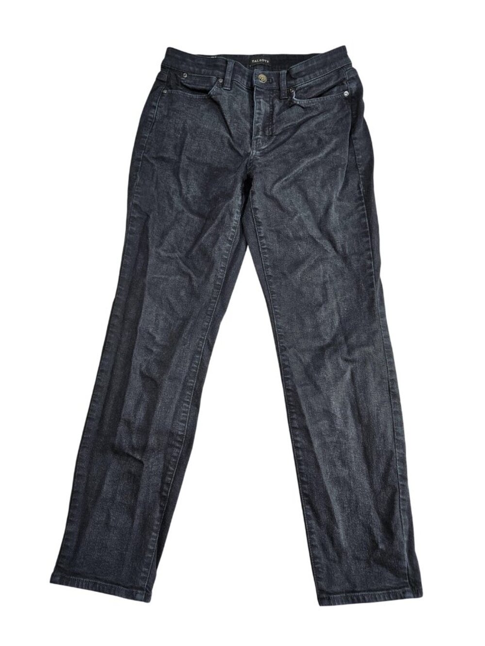 Talbots Slim Ankle Curvy Jeans Women 6 Gray Charcoal Wash Mid Rise Stretch Denim